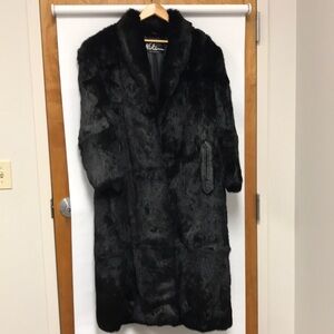 Vintage Niki Black Rabbit Fur Long Coat